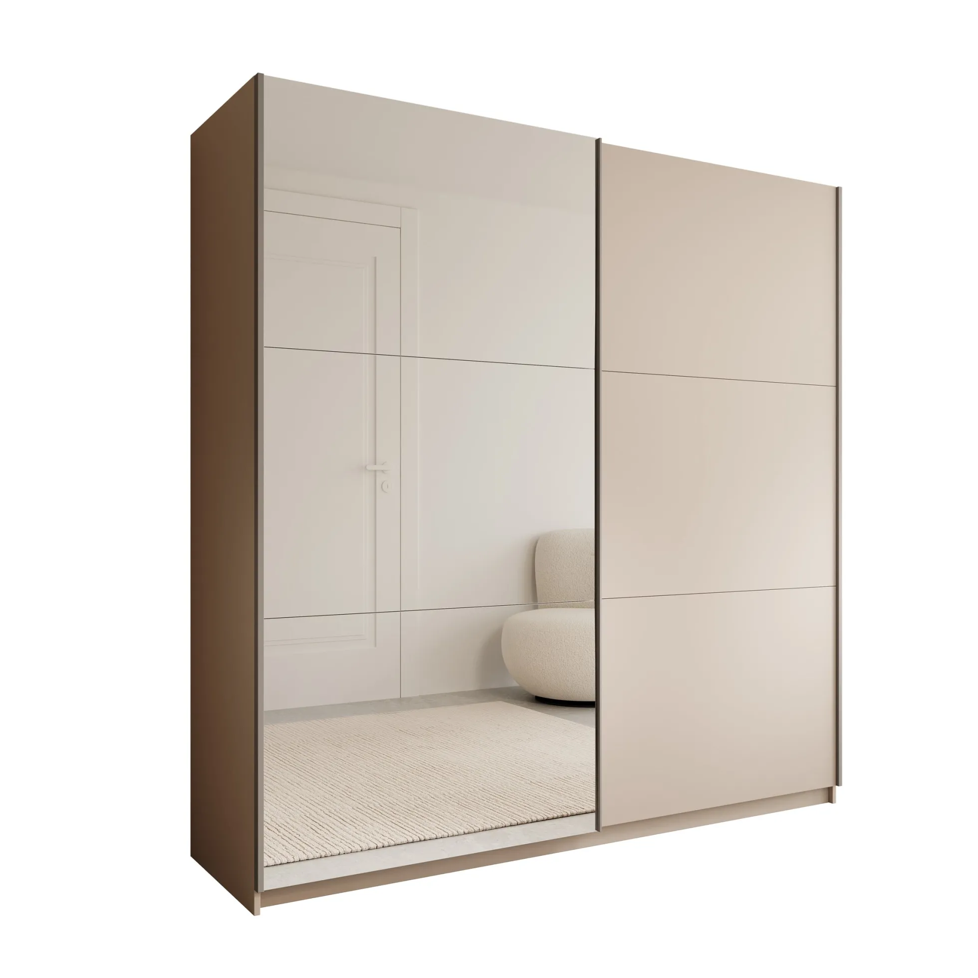 Andros - Kledingkast met schuifdeuren - Beige - 200x58x207 cm