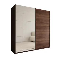 Andros - Kledingkast met schuifdeuren - Donker eiken - 200x58x207 cm