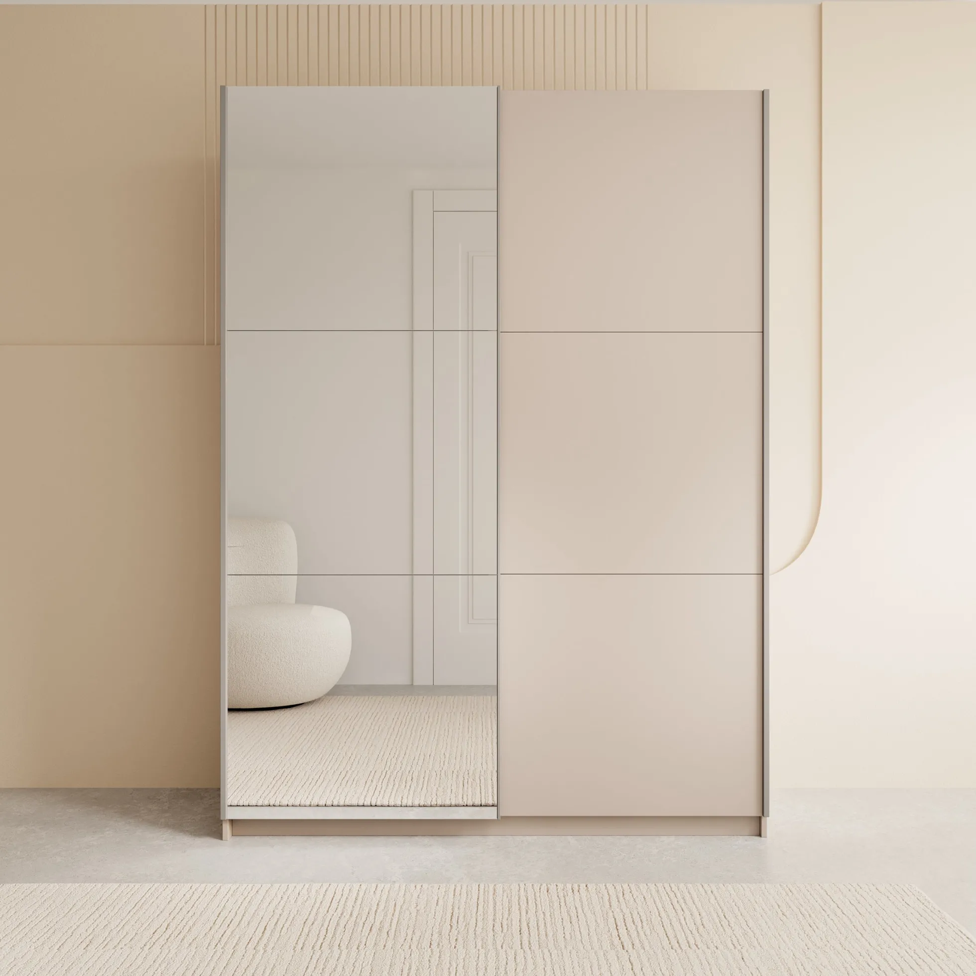 Andros - Kledingkast met schuifdeuren - Beige - 150x58x207 cm