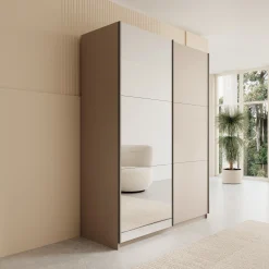 Andros - Kledingkast met schuifdeuren - Beige - 150x58x207 cm