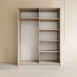 Andros - Kledingkast met schuifdeuren - Beige - 150x58x207 cm