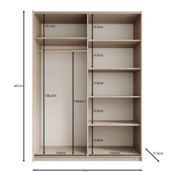 Andros - Kledingkast met schuifdeuren - Donker eiken - 150x58x207 cm