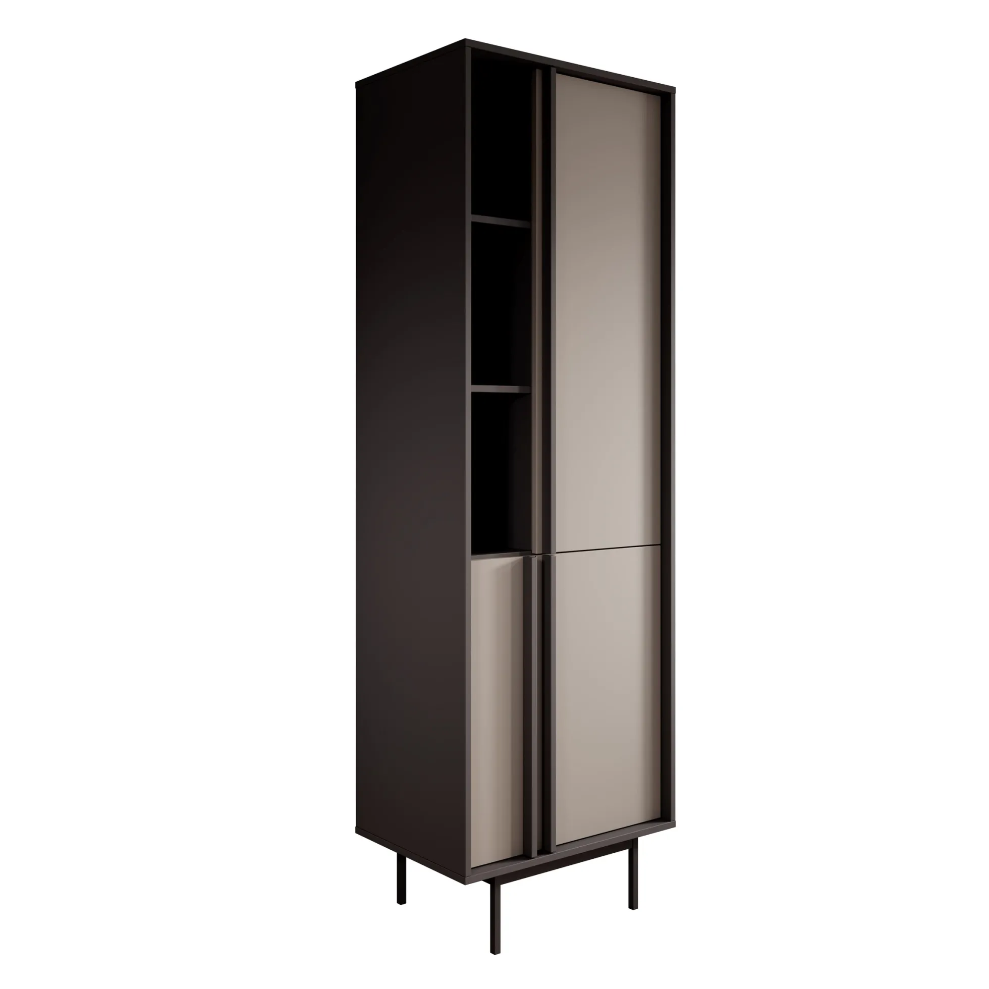 Antigo - Boekenkast - Beige/Antraciet - 63x43x195 cm