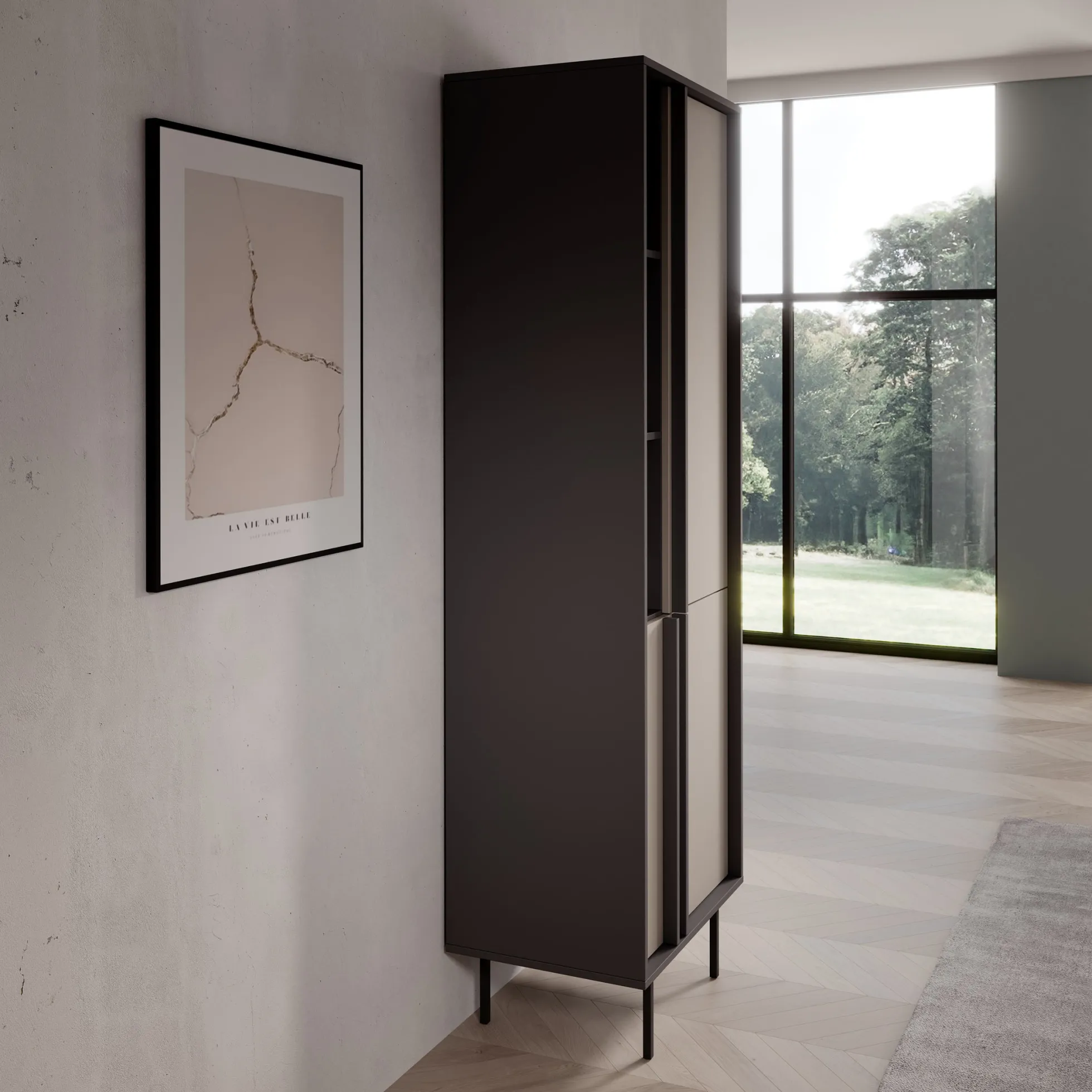 Antigo - Boekenkast - Beige/Antraciet - 63x43x195 cm