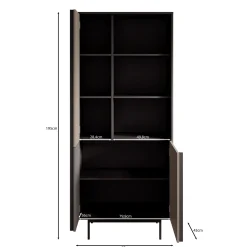 Antigo - Boekenkast - Beige/Antraciet - 83x43x195 cm