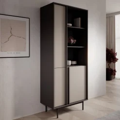 Antigo - Boekenkast - Beige/Antraciet - 83x43x195 cm