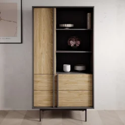 Antigo - Boekenkast - Eiken/Antraciet - 83x43x155 cm