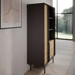 Antigo - Boekenkast - Eiken/Antraciet - 83x43x155 cm
