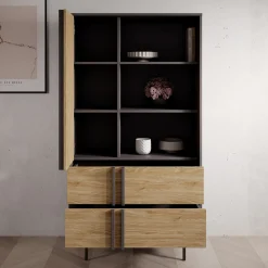 Antigo - Boekenkast - Eiken/Antraciet - 83x43x155 cm