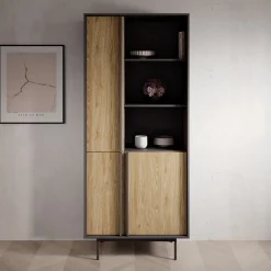Antigo - Boekenkast - Eiken/Antraciet - 83x43x195 cm
