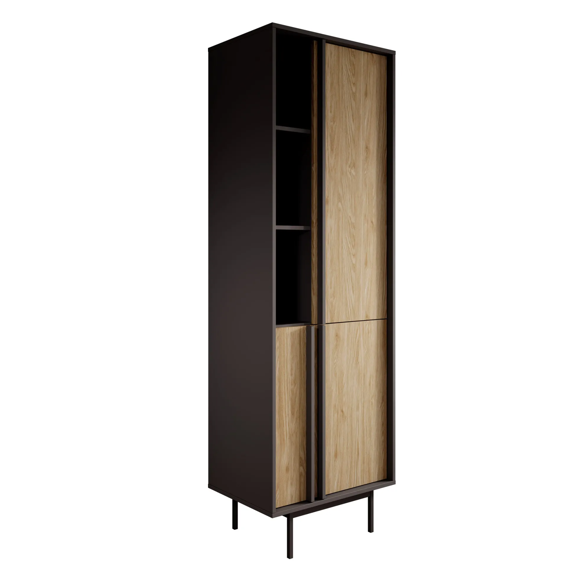 Antigo - Boekenkast - Eiken/Antraciet - 63x43x195 cm