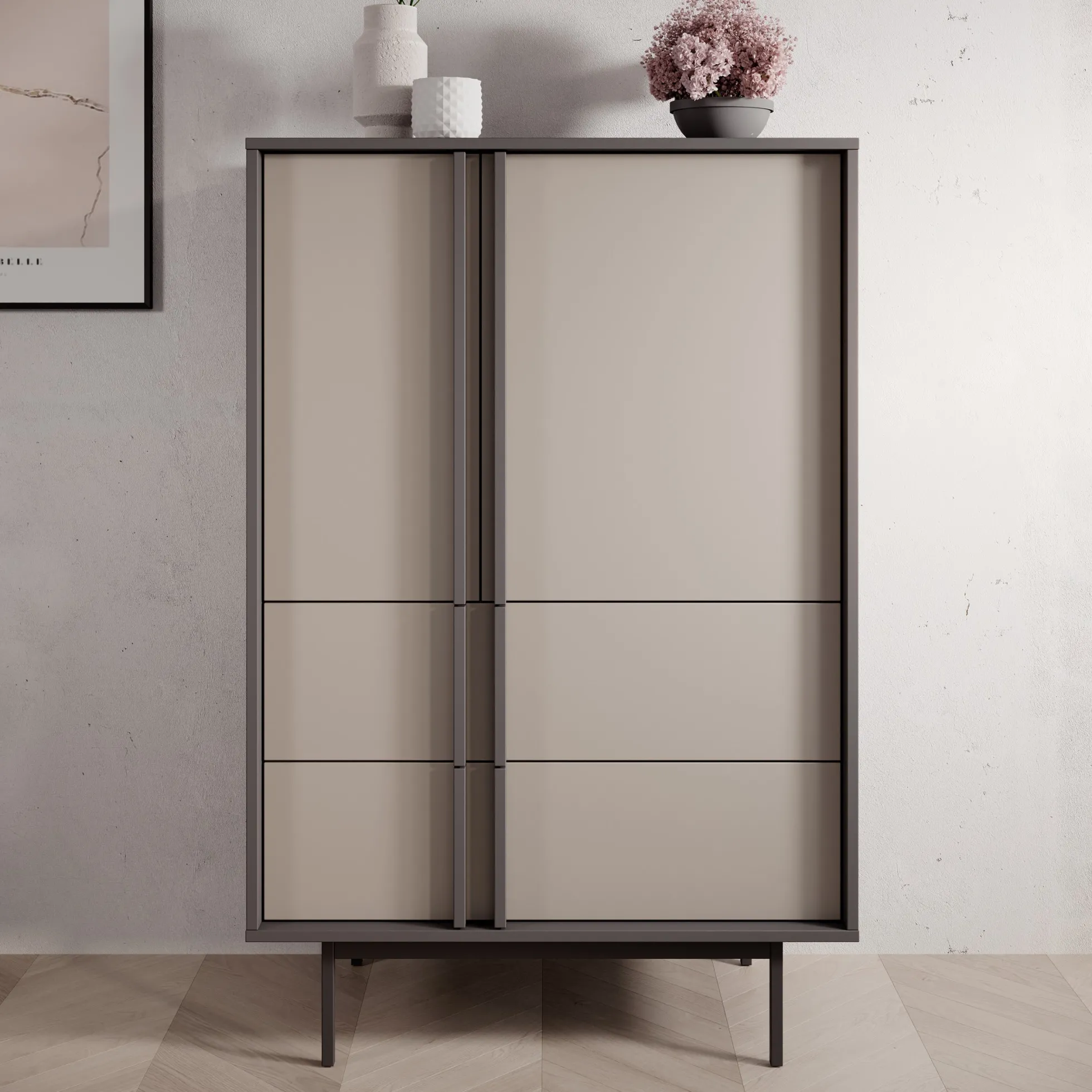 Antigo - Dressoir - Beige/Antraciet - 83x43x127 cm