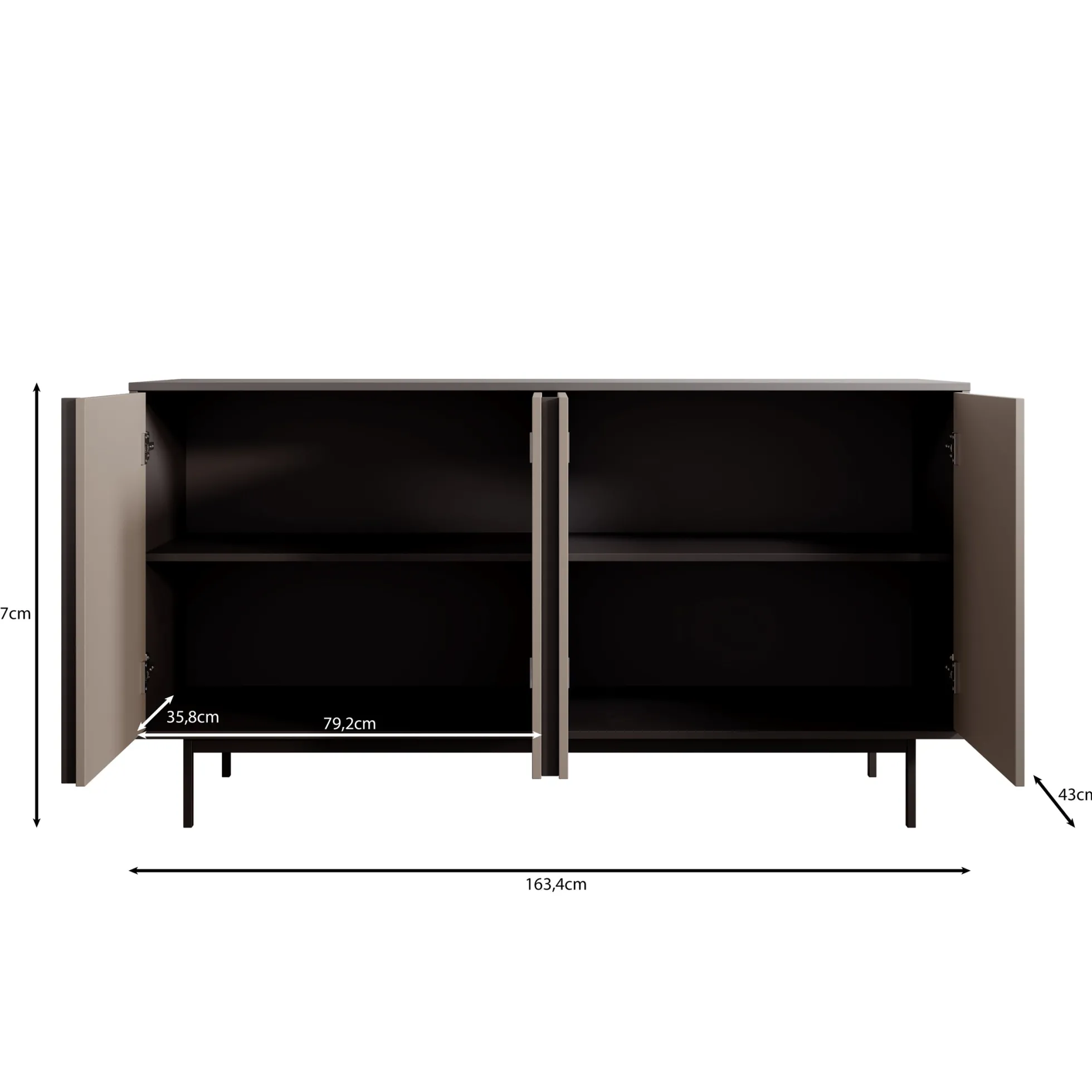 Antigo - Dressoir - Beige/Antraciet - 163x43x87 cm