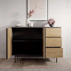 Antigo - Dressoir - Eiken/Antraciet - 123x43x87 cm