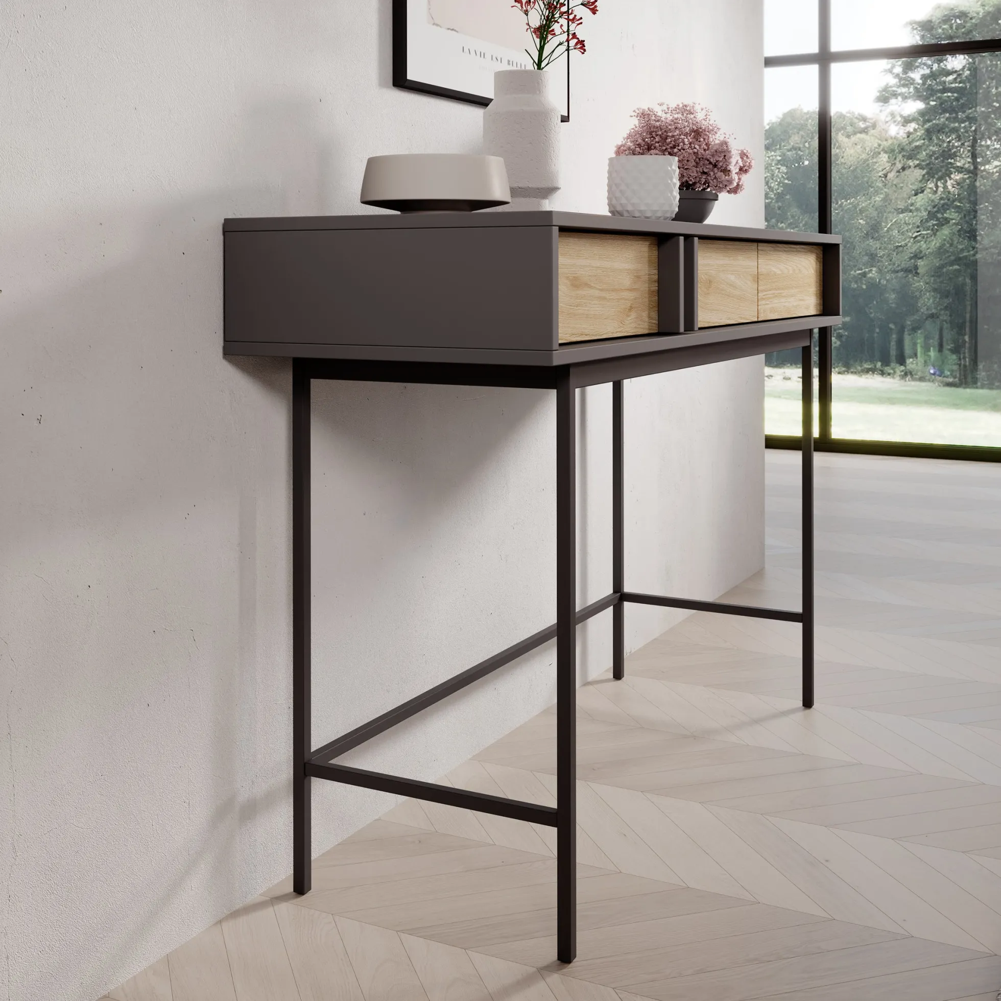 Antigo - Kaptafel - Eiken/Antraciet - 123x43x83 cm