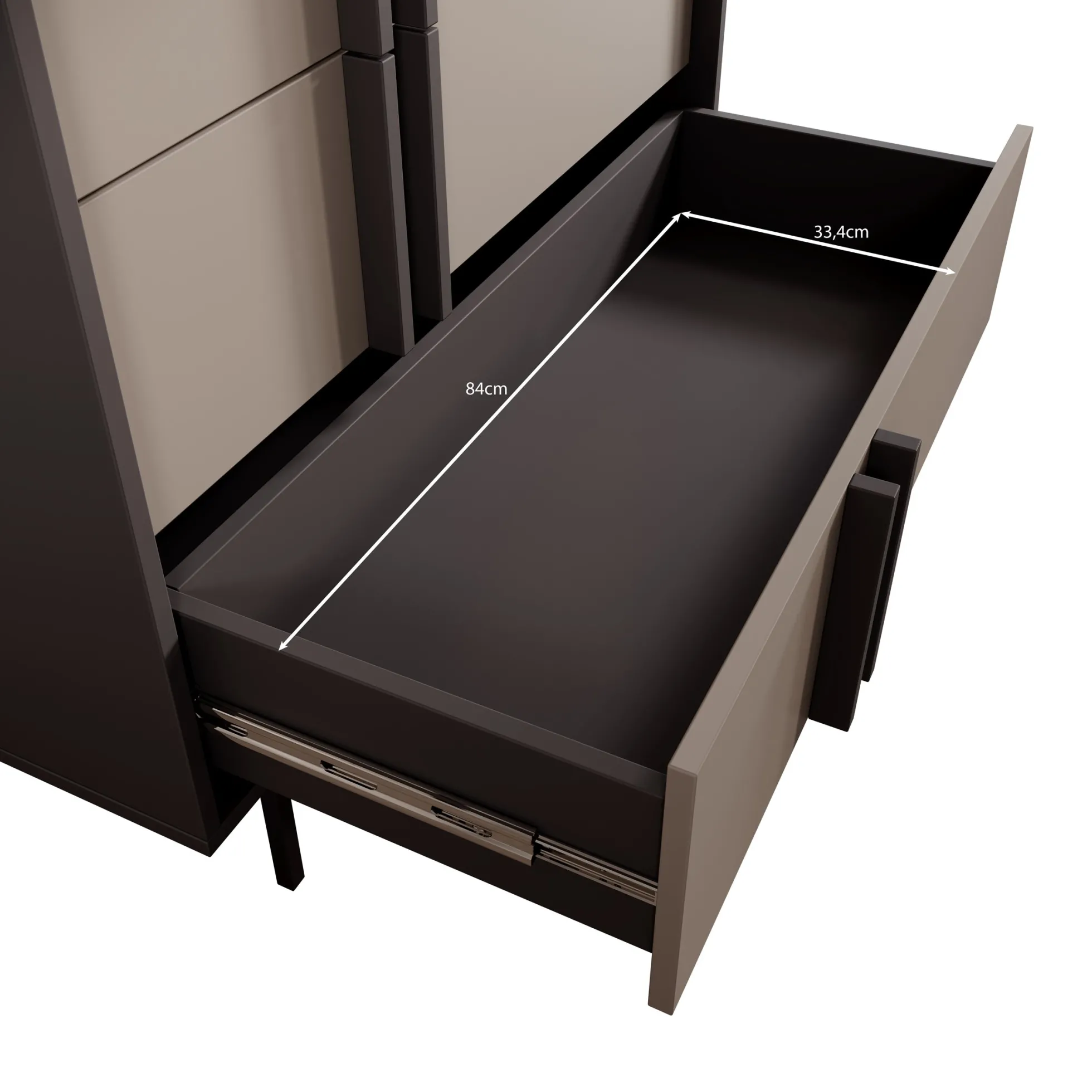 Antigo - Ladekast met 3 lades - Eiken/Antraciet - 93x43x87 cm