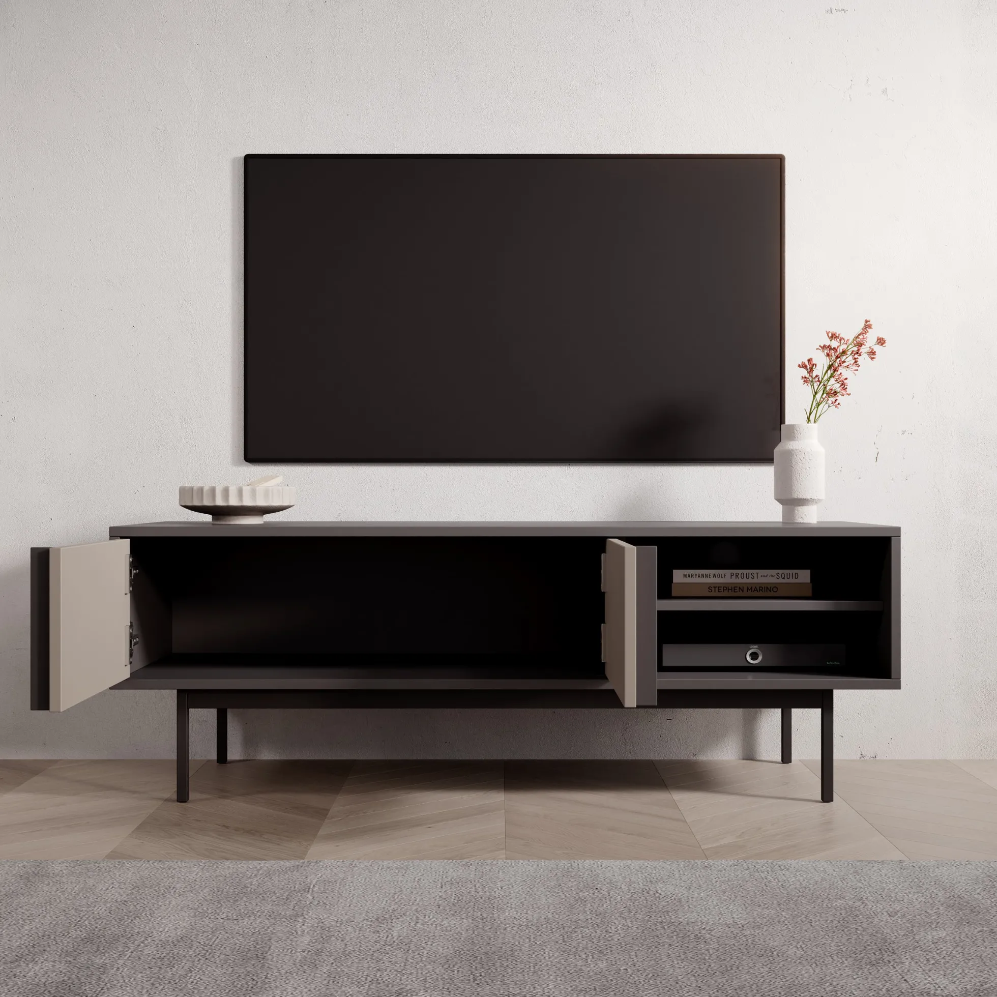 Antigo - TV-Meubel - Beige/Antraciet - 123x43x43 cm