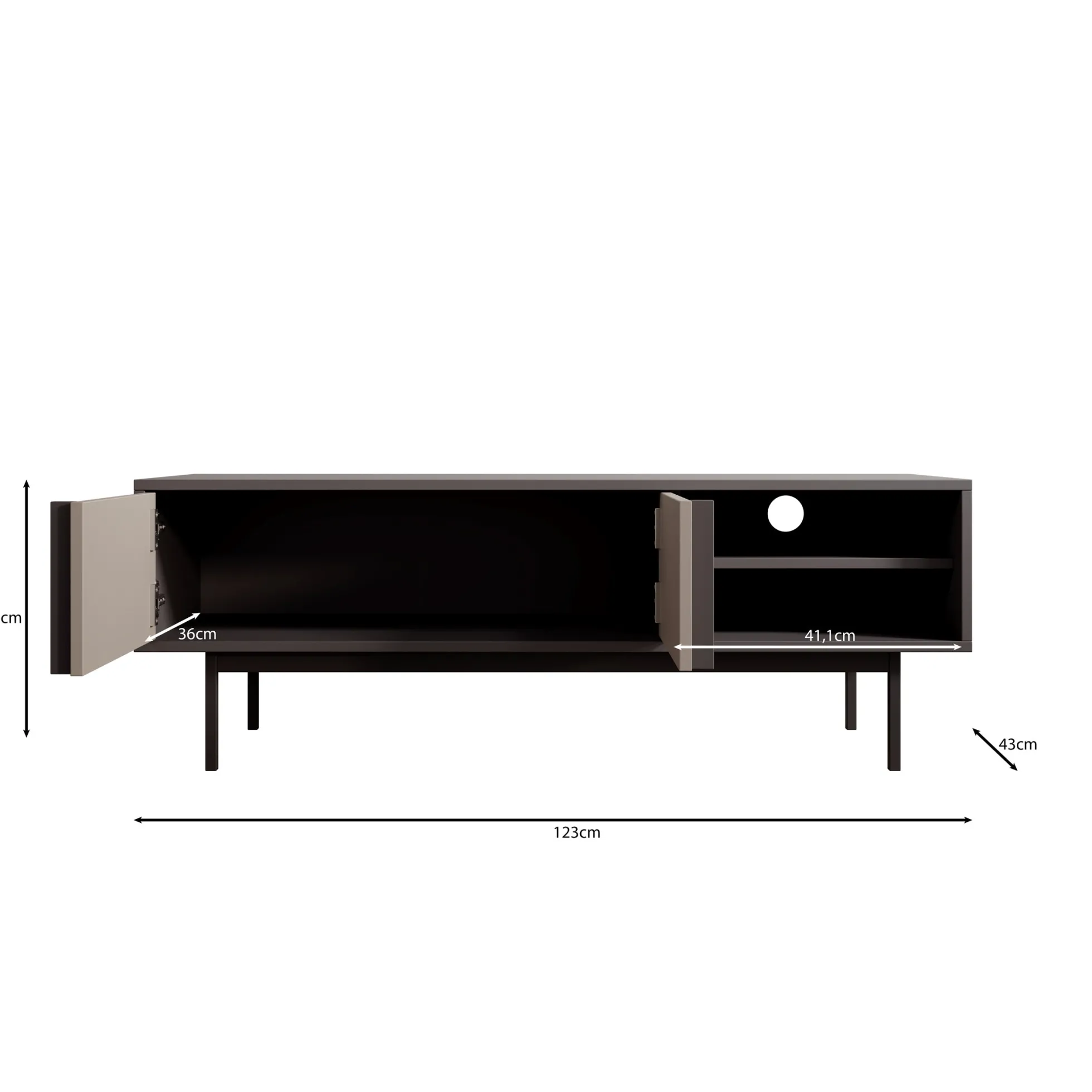 Antigo - TV-Meubel - Beige/Antraciet - 123x43x43 cm