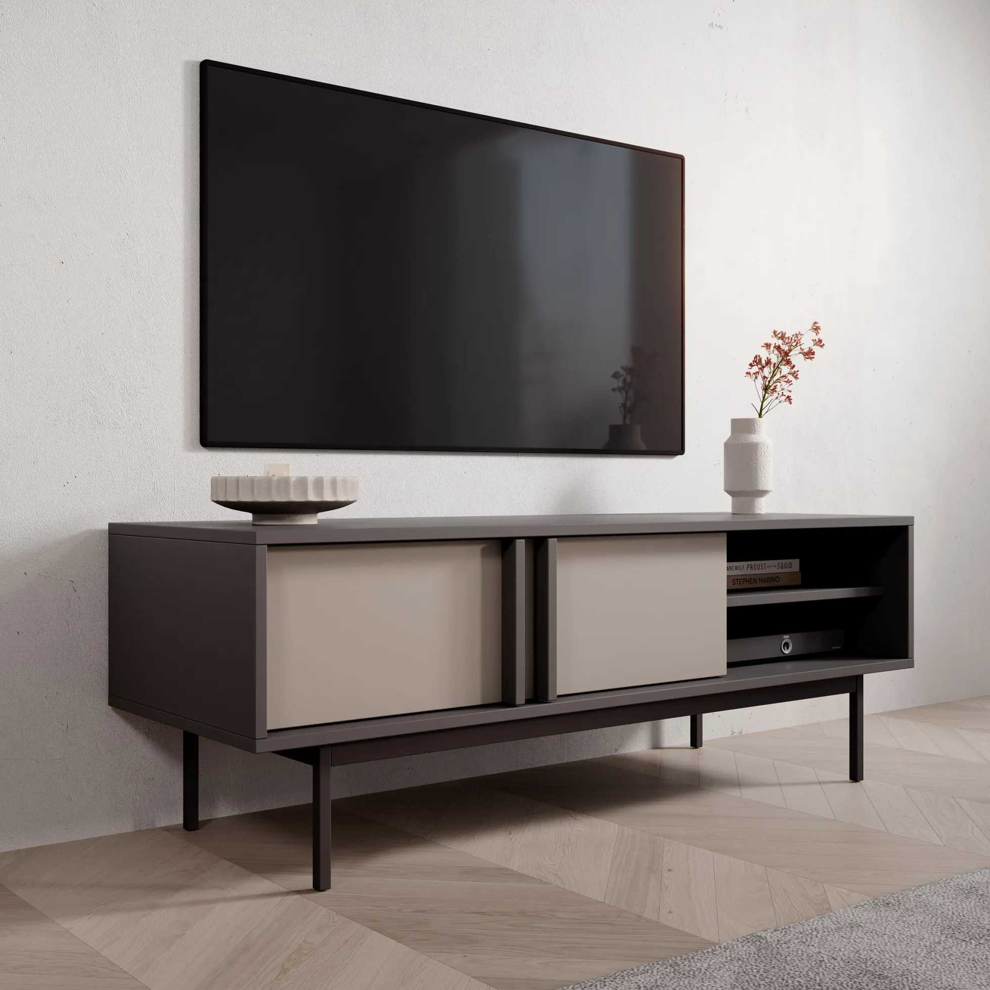 Antigo - TV-Meubel - Beige/Antraciet - 123x43x43 cm