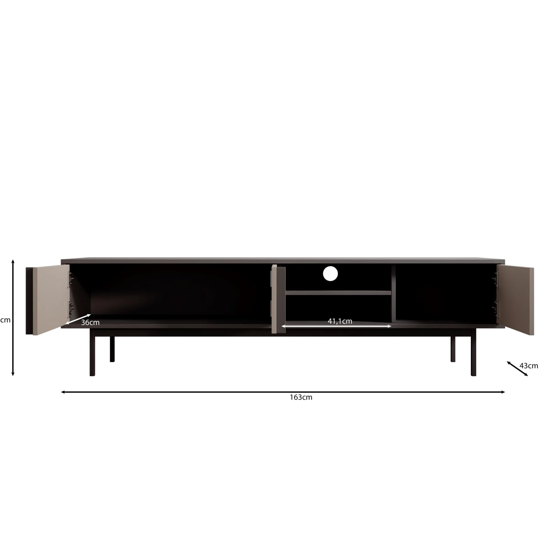 Antigo - TV-Meubel - Eiken/Antraciet - 163x43x43 cm