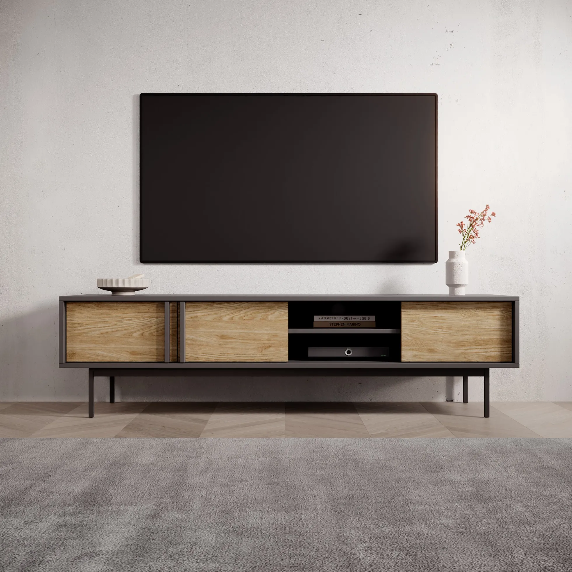 Antigo - TV-Meubel - Eiken/Antraciet - 163x43x43 cm
