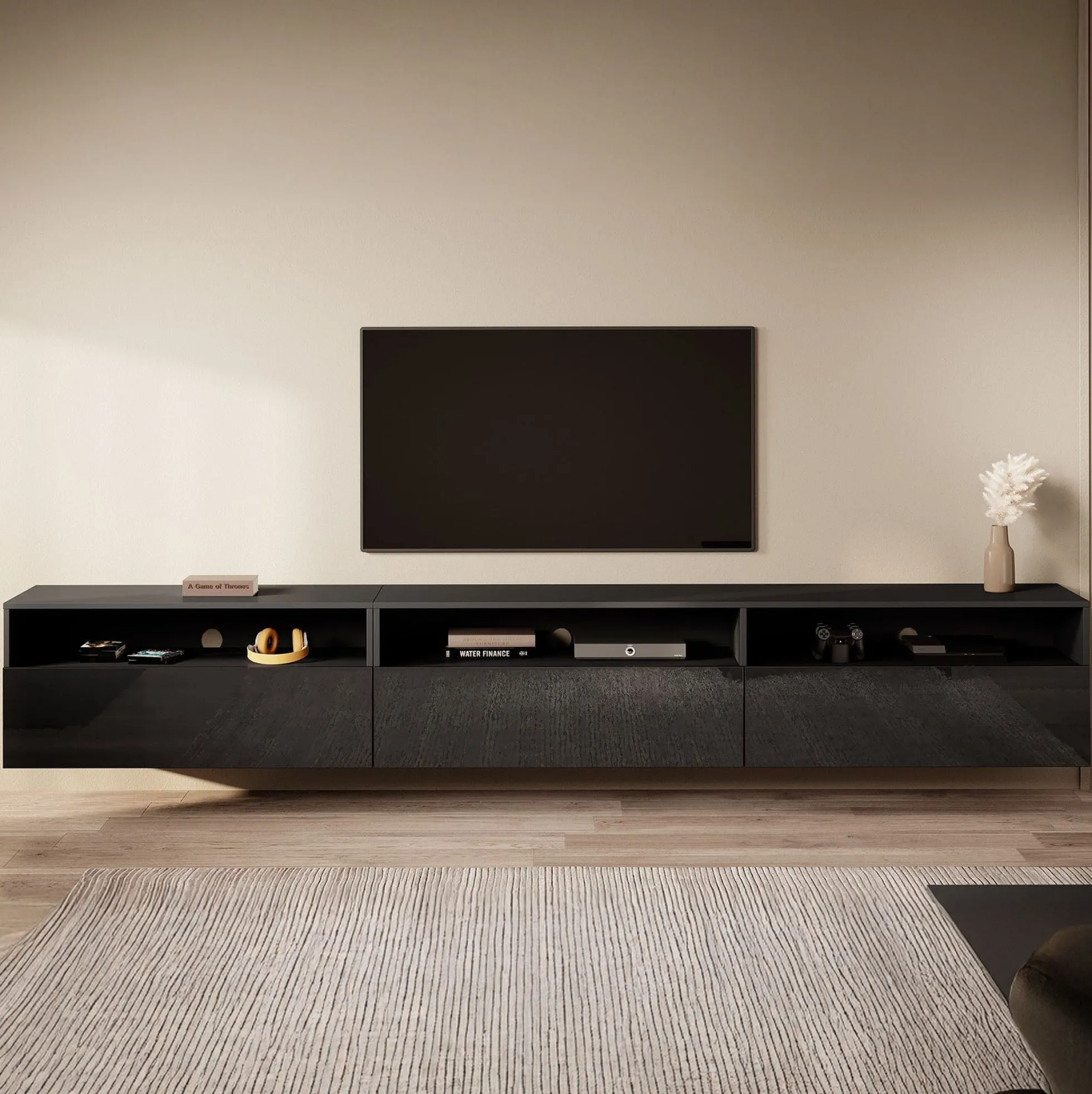 Antrix - TV-Meubel - Zwart - 270 cm