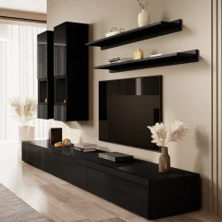 Antrix - Wandmeubel - Zwart - 270x41x26 cm