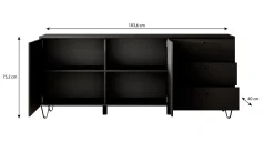 Apula - Dressoir - Antraciet - 184x40x75 cm