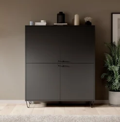 Apula - Dressoir - Antraciet - 124x40x135 cm