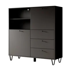 Apula - Dressoir - Antraciet - 124x40x135 cm - Met lades