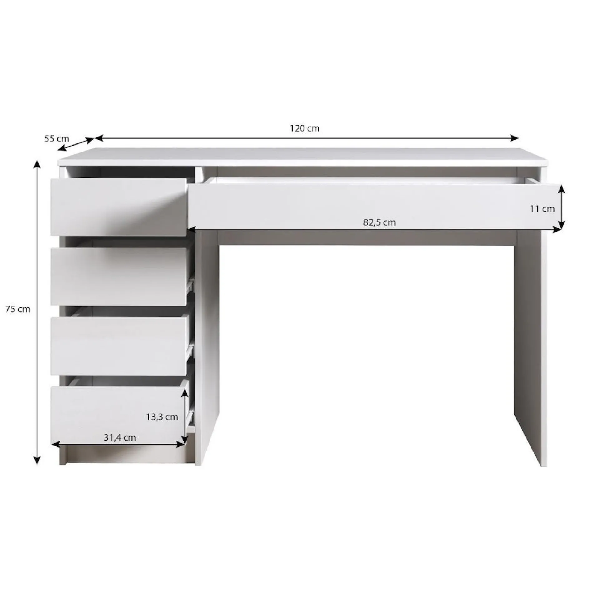Arco - Kaptafel - Wit - 120x55 cm