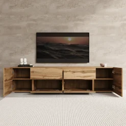 Aroji - TV-Meubel - Eikenpatroon - 195x40x48 cm
