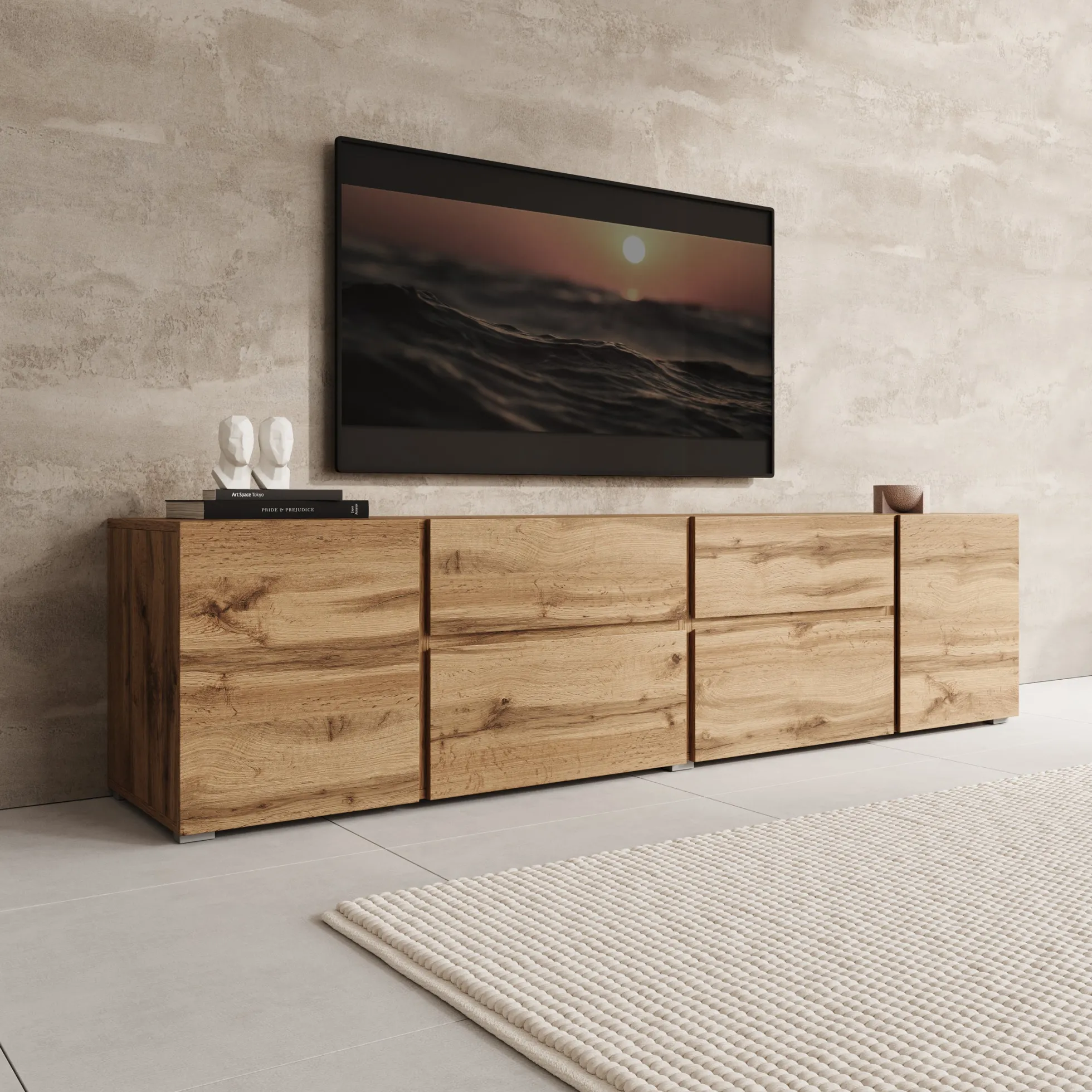 Aroji - TV-Meubel - Eikenpatroon - 195x40x48 cm