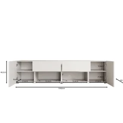 Aroji - TV-Meubel - Zwart - 195x40x48 cm