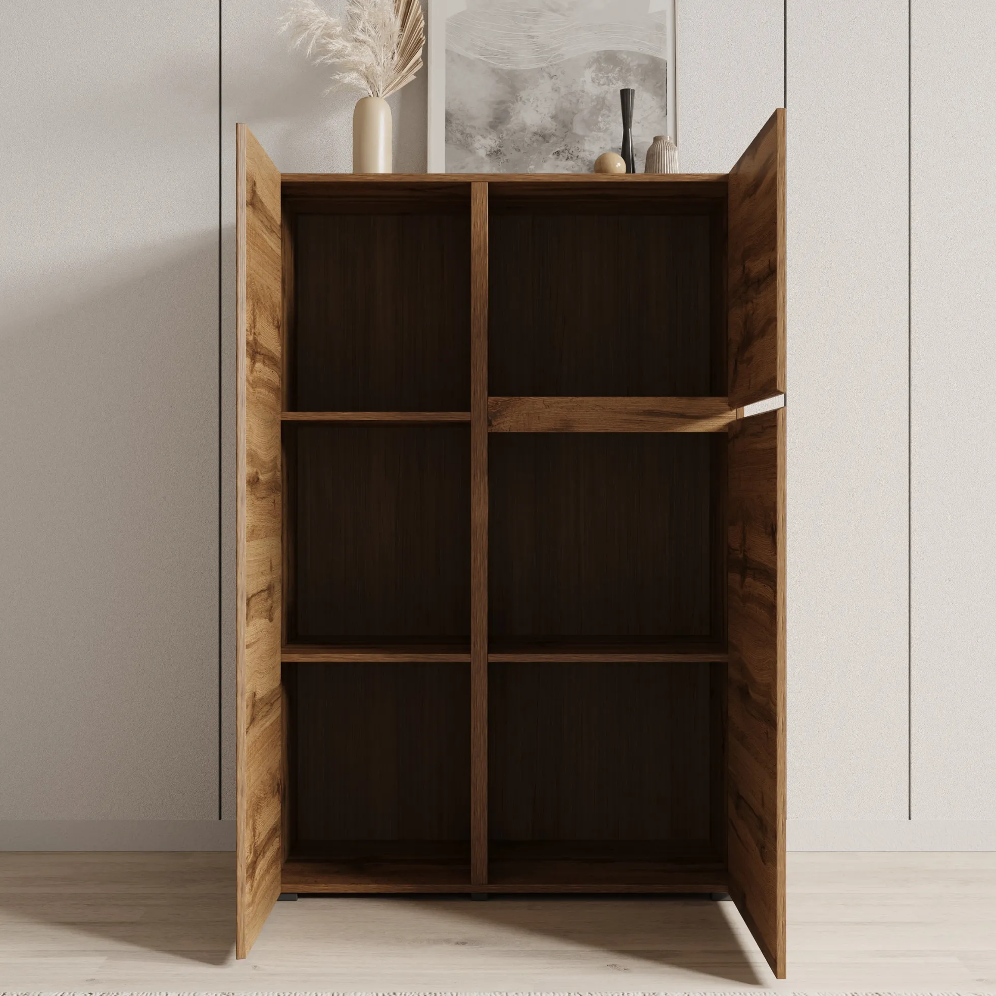 Aroji - Vitrinekast - Eikenpatroon - 92x40x139 cm