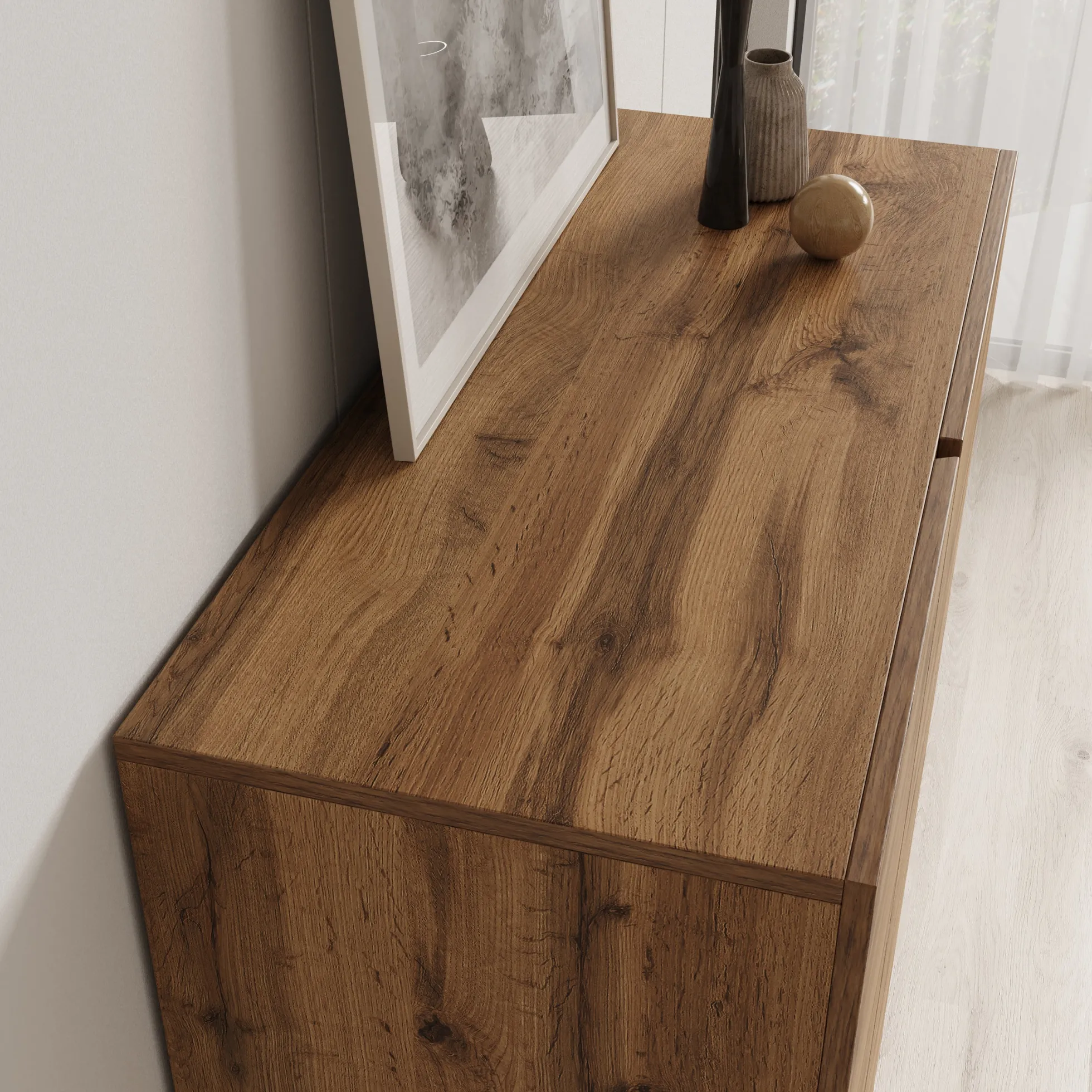 Aroji - Vitrinekast - Eikenpatroon - 92x40x139 cm