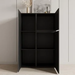 Aroji - Vitrinekast - Zwart - 92x40x139 cm