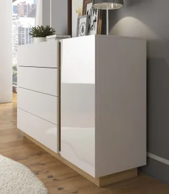Ashley - Dressoir - Wit/eiken - 138x40x91 cm