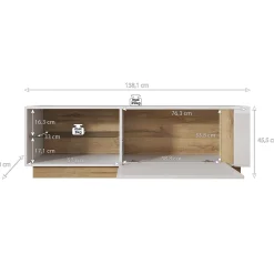 Ashley - TV-Meubel - Wit/eiken - 138 cm