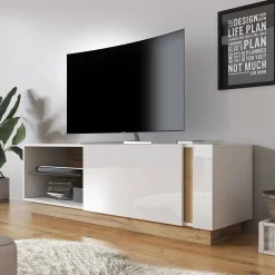 Ashley - TV-Meubel - Wit/eiken - 138 cm