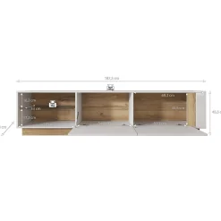 Ashley - TV-Meubel - Wit/eiken - 187 cm