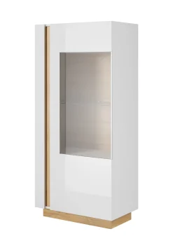 Ashley - Vitrinekast - Wit/eiken - 72x40x154 cm