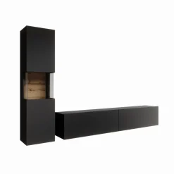 Asilento 1 - Wandmeubel - Zwart - 180x30x33 cm