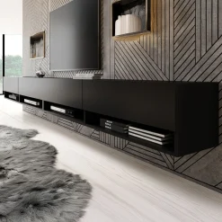 Asino - TV-Meubel - Mat zwart - 280 cm
