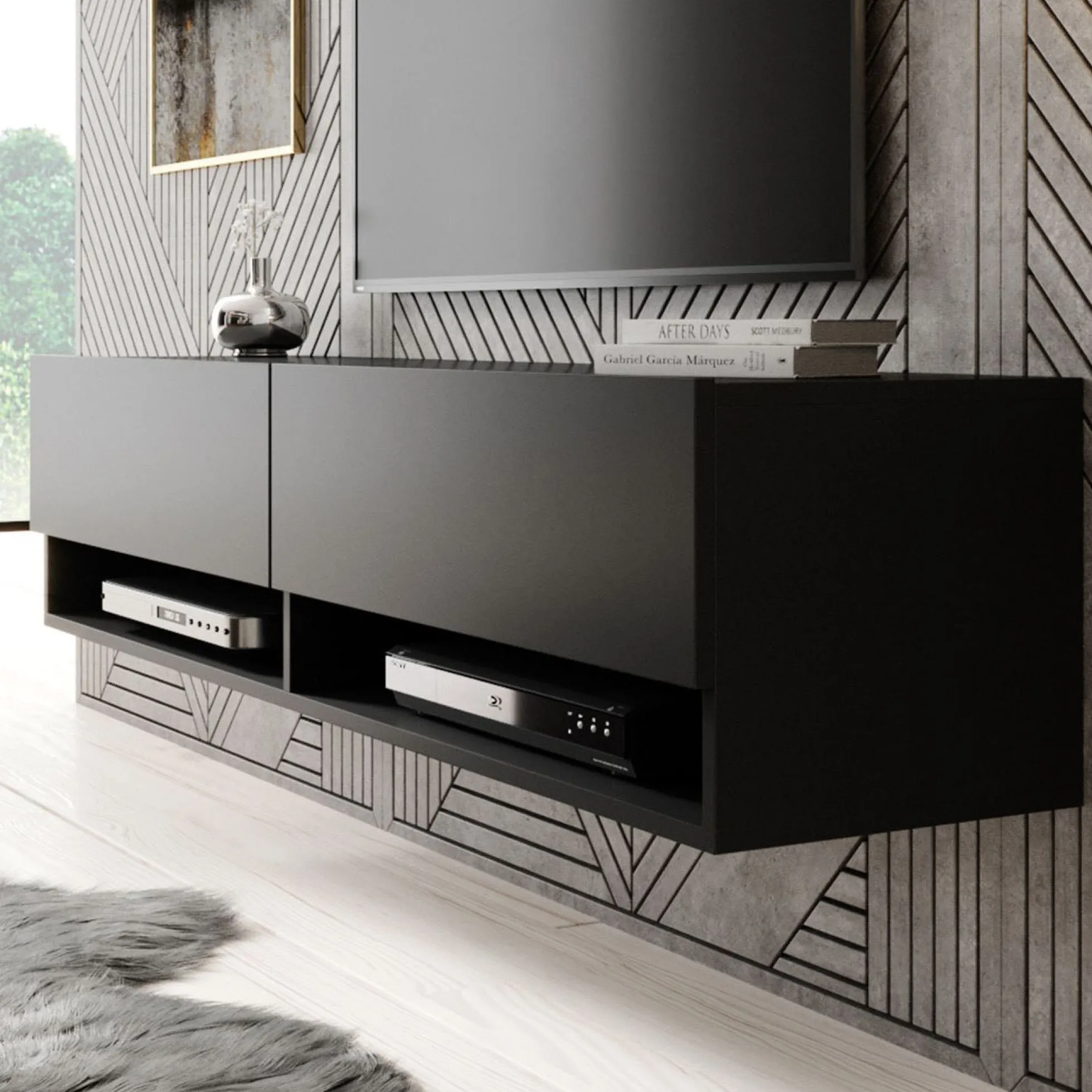 Asino - TV-Meubel - Mat zwart - 140 cm