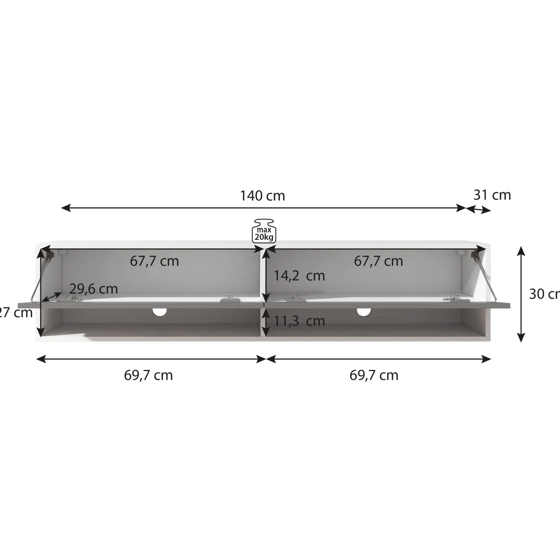 Asino - TV-Meubel - Mat zwart - 140 cm
