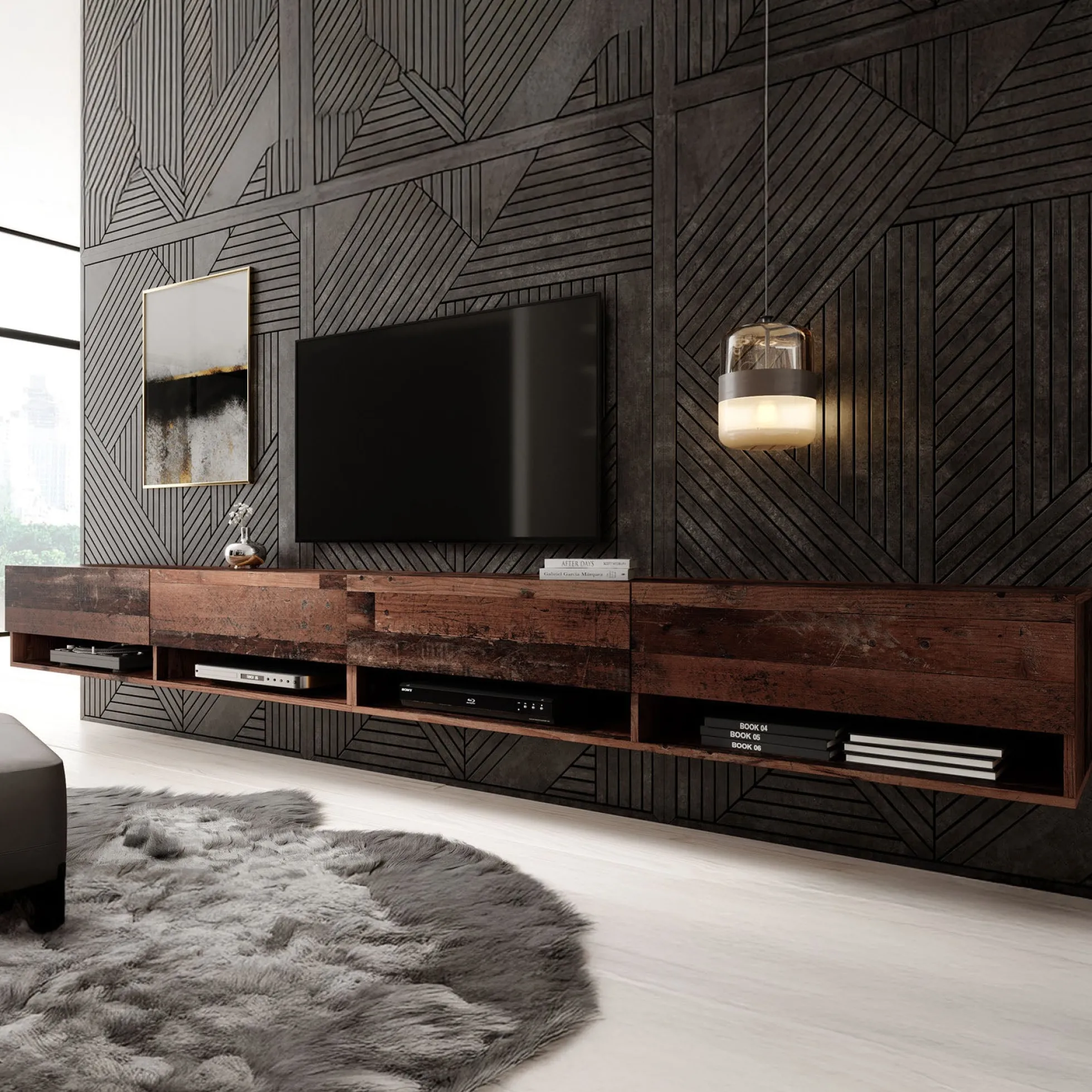 Asino - TV-Meubel - Old wood - 280 cm