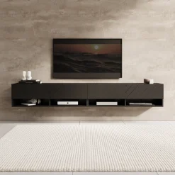 Asino - TV-Meubel - Zwart visgraat - 200x31x30 cm