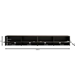 Asino - TV-Meubel - Zwart visgraat - 200x31x30 cm