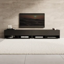 Asino - TV-Meubel - Zwart visgraat - 200x31x30 cm